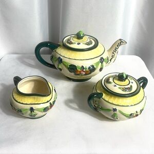 Vintage Maruhon Ware Floral Ceramic Tea Set Hand Painted Made In Japan 3Pcs